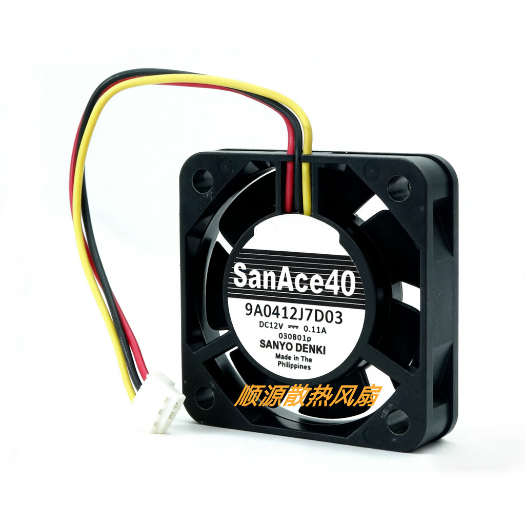 Sanyo 9A0412J7D03 DC12V 0.11 A 4015 Double Ball 4CM พัดลมระบายความร้อนสามสาย