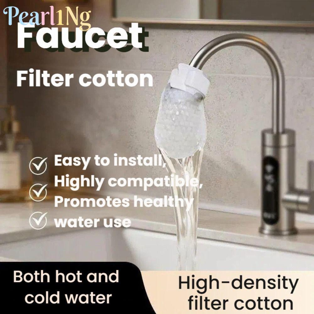 PEARLTH 10/20/50 ชิ้นก๊อกน้ํากรอง, Anti-splash พร้อม T-straps Faucet Filter Cotton, Universal หนา Tap Water Filter Bag