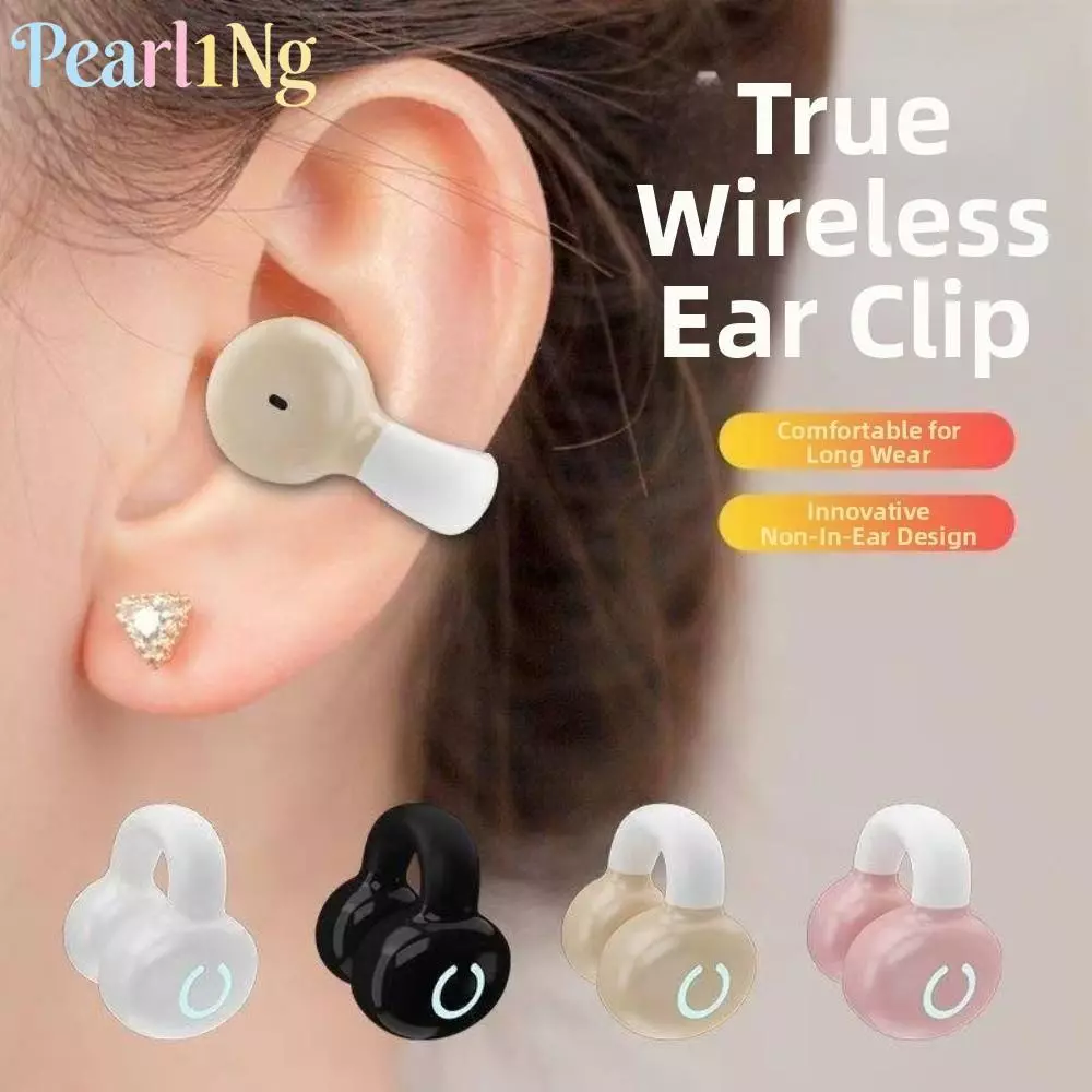 หูฟังคลิปหนีบหู PEARLTH บลูทูธ 5.3 HiFi สเตอริโอ โทรนานพิเศษ แบตเตอรี่อึด หูฟังข้างเดียวแบบนําเสียงผ่านกระดูก ไร้สาย