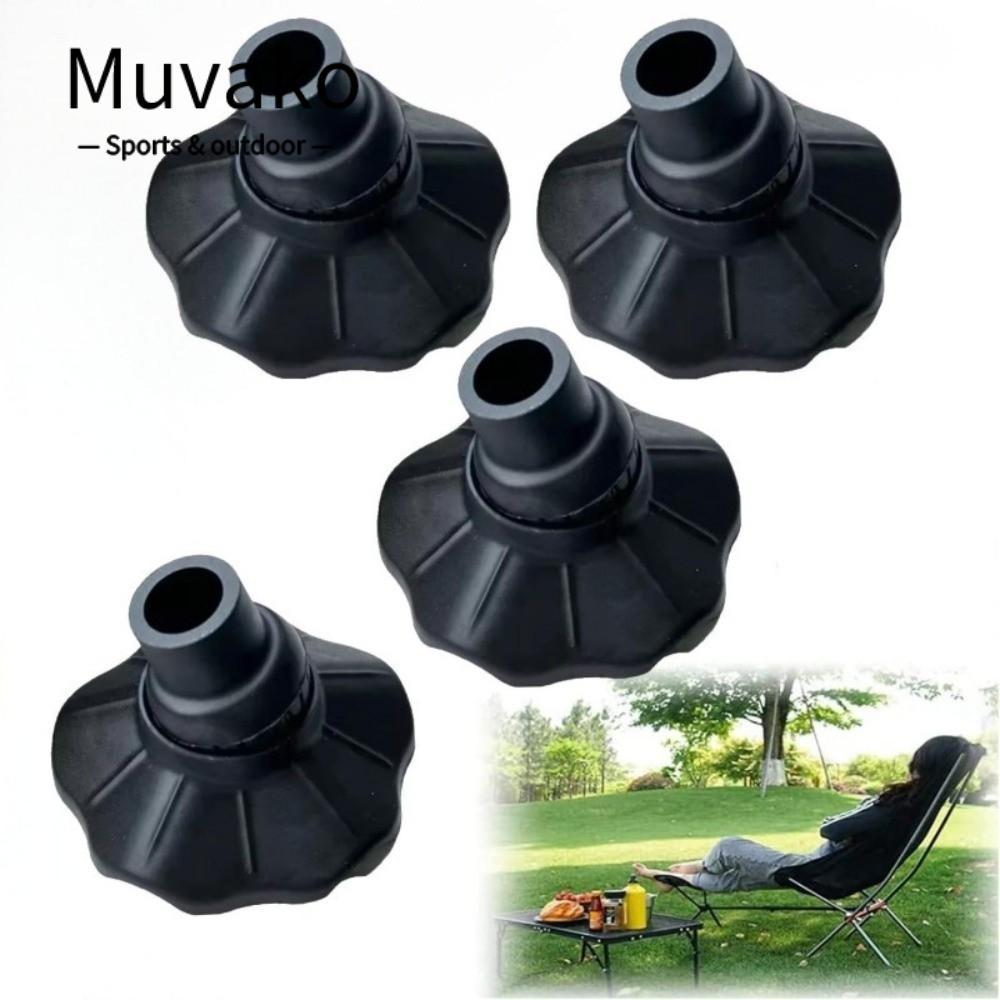 MUVAKO 4 ชิ้น Camping Chair Foot Pads, ปรับสวมใส่เก้าอี้พับขา Pads, 15/16 มม.ลื่น Camping สตูลขาหมวก Camping