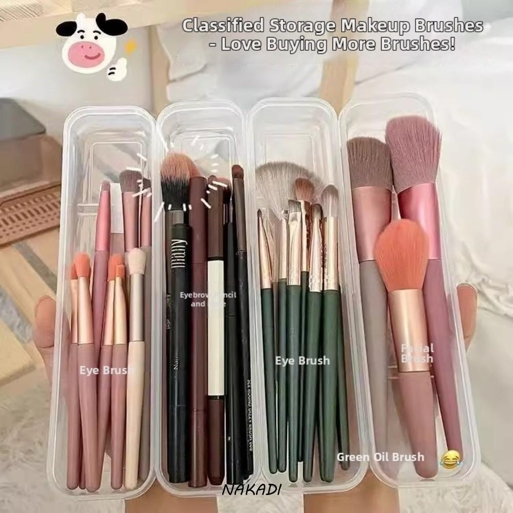 NAKADI 3 ชิ้น แปรงแต่งหน้า, ฝาปิดกันฝุ่นพร้อมกล่องเก็บเครื่องสําอางท่อไอเสีย, โซลูชั่นยืดหยุ่นแบบพกพานํากลับมาใช้ใหม่ได้ใสกรณีเก็บ Gadgets ครัว