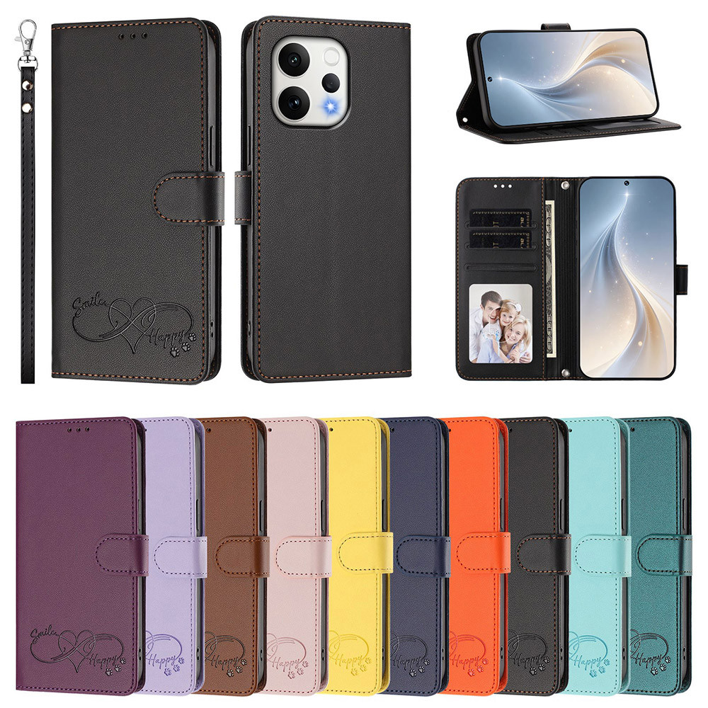 ซองหนังพรีเมี่ยมสําหรับ vivo Y500 Y400 Pro Y300 Y200E Y200 Y500i Y500S Flip Book กระเป๋าสตางค์ฝาครอบโทรศัพท์ป้องกันพร้อมสายคล้องผู้ถือบัตร