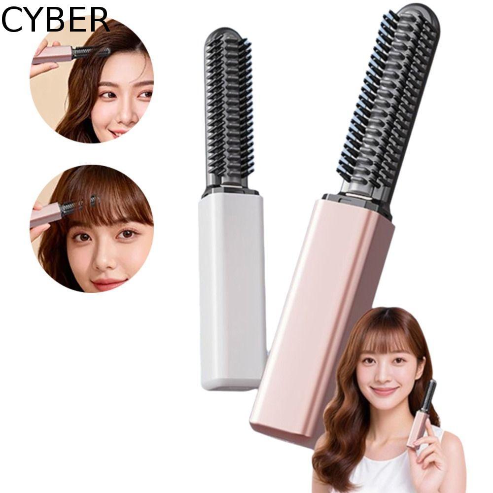 หวีหน้าม้าไร้สาย CYBER, แปรงผมตรงขนาดเล็กชาร์จ USB ไร้สาย, จัดแต่งทรงผมความร้อนเร็วแบบชาร์จฟรี Frizz สะดวก Iron Travel