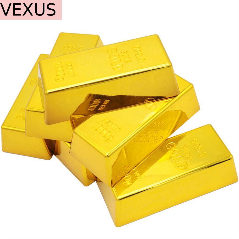 VEXUS แท่งทองปลอม,ระยิบระยับจําลองอิฐทอง,อุปกรณ์เสริมสํานักงาน Paperweight ประตูหยุดภาพยนตร์ Prop Bullion Bar โต๊ะทํางาน