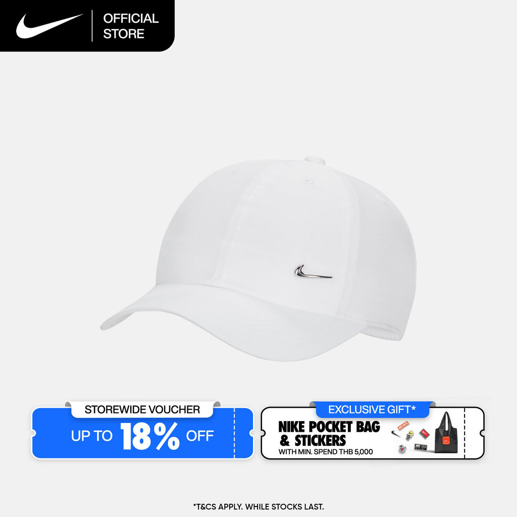 Nike Dri-FIT Older Kids' Club Unstructured Metal Swoosh Cap - White [FB5064-100]