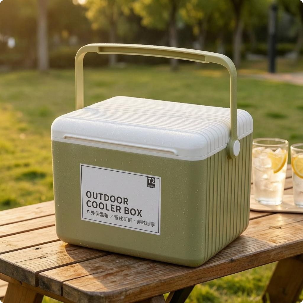 13L Cooler Box Arched Handle Insulated Cooler Box Ice Chest Ribbed Side Panel