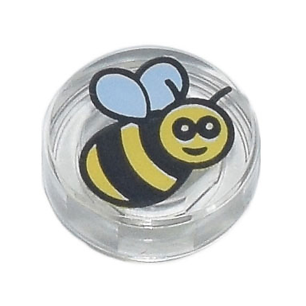 Brick2cube Part - Tile, Round 1 x 1 with Black and Yellow Bee Pattern - 98138pb186
