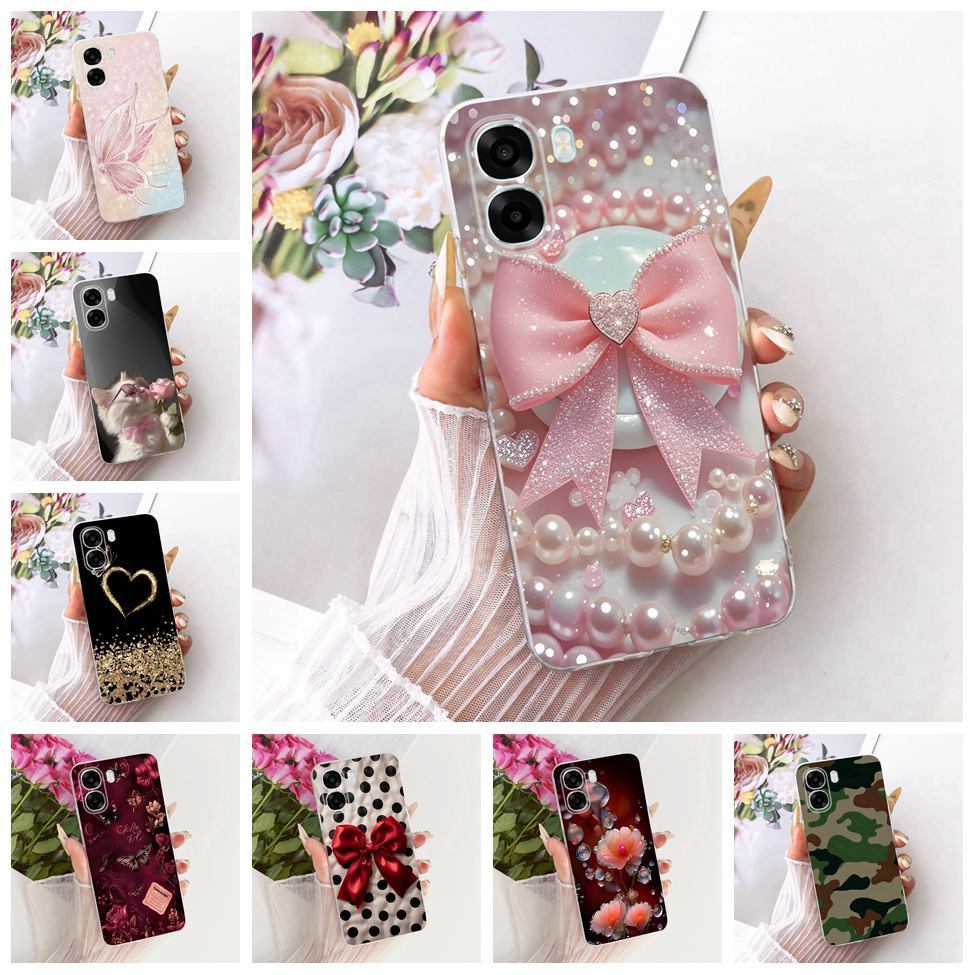 Clear สําหรับ Oppo A6x 5G CPH2783 สําหรับ Oppo A6x 4G CPH2819 กรณีแมวน่ารักหรูหราดอกไม้ Cool ทาสีนุ่