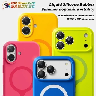 เคสแม่เหล็กซิลิโคนเหลว Dopamine สําหรับ iPhone 17 Pro Max 16 Pro Max ปลอกนุ่มพิเศษ N52 แม่เหล็กป้องกันรอยขีดข่วนกันกระแทกฝาครอบป้องกัน