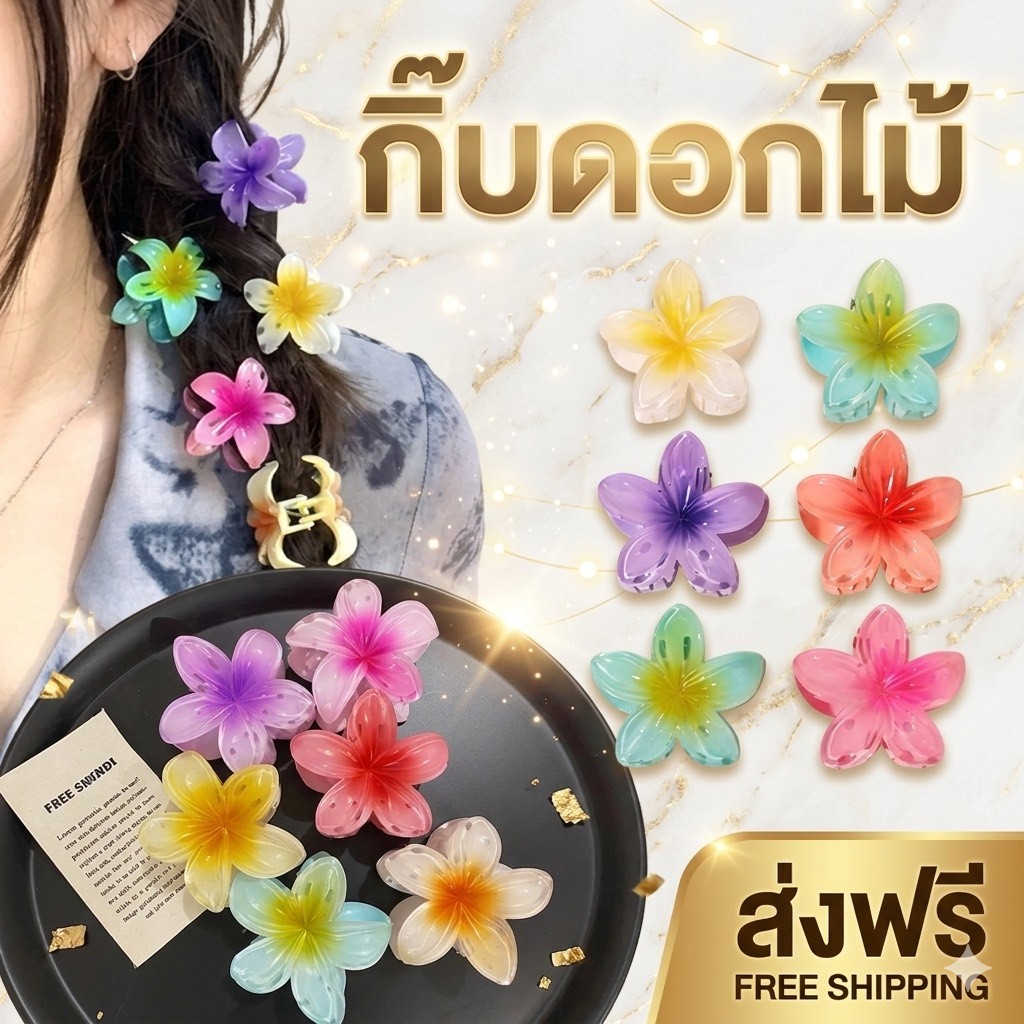 365mall (HDF14）กิ๊บติดผม รูปดอกไม้ สีแคนดี้ แฟชั่นฤดูใบไม้ผลิ สไตล์แฟรี่ สําหรับวันหยุดริมทะเล