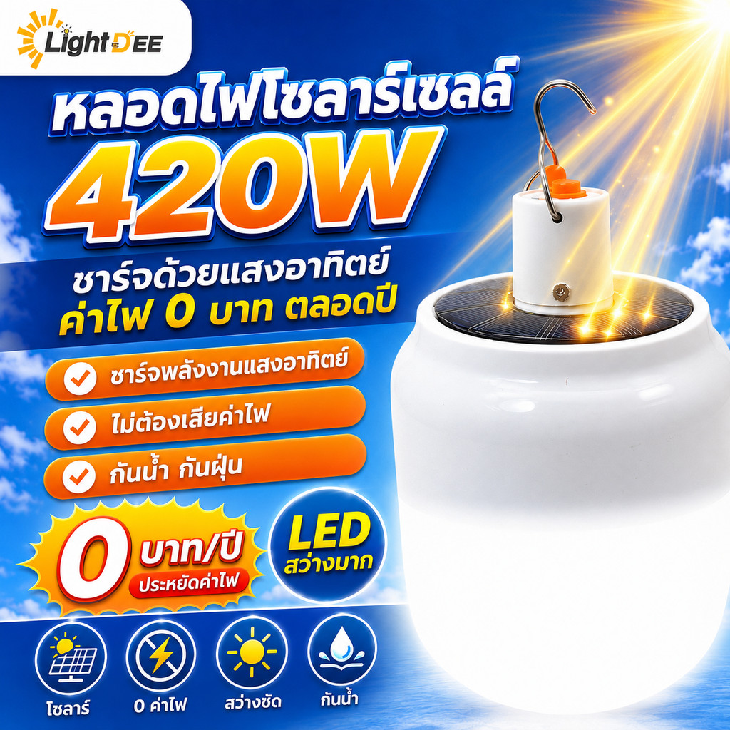 หลอดไฟพกพา หลอดไฟโซล่าเซล หลอดไฟ led 420W ไฟฉุกเฉิน solar หลอดไฟ Mobile LEDหลอดไฟฉุกเฉิน USB