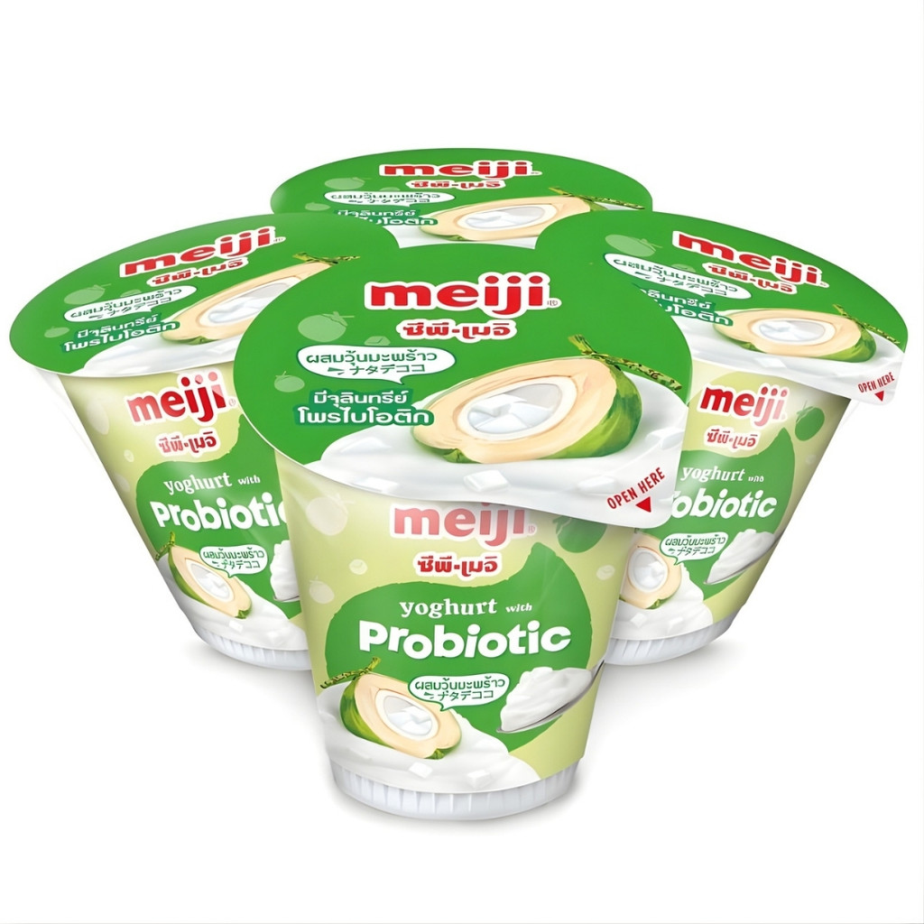 เมจิ โยเกิร์ตวุ้นมะพร้าว Meiji Nata De Coconut 135g. Pack4