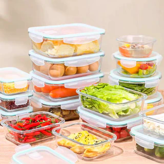 ชุดกล่องข้าวแก้ว 8 ใบ เข้าไมโครเวฟได้ ทนความร้อน ทนความเย็น ปลอดภัย ปราศจาก BPA สำหรับเก็บอาหาร