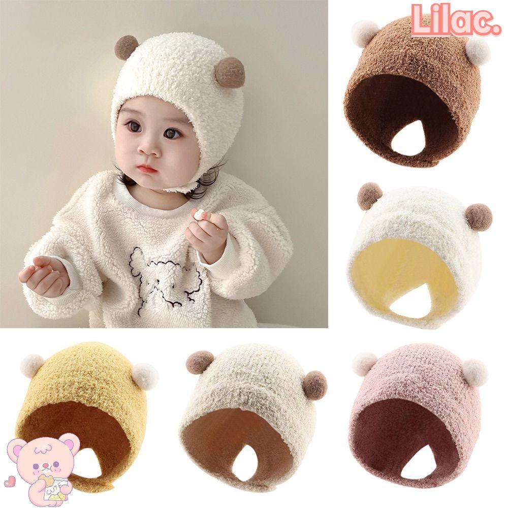 LILACC หมวกเด็ก Hip Hop นุ่ม Plush อบอุ่น Pullover Skullies Bonnet สําหรับแรกเกิดถึงวัยหัดเดิน