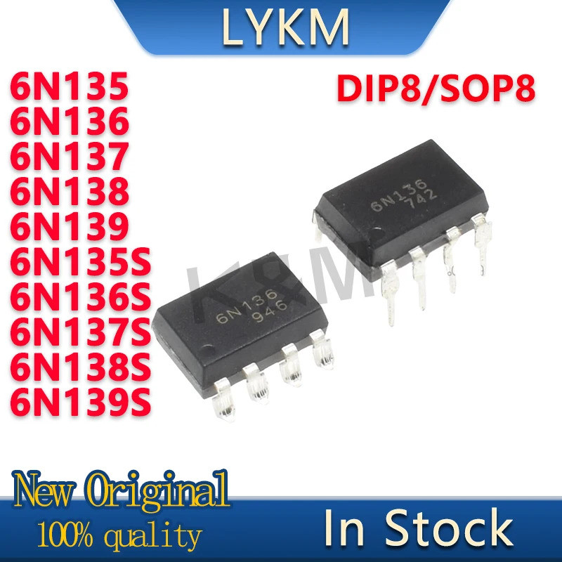 5PCS ใหม่ 6N135 6N136 6N137 6N138 6N139 DIP 6N135S 6N136S 6N137S 6N138S 6N139S SOP photocoupler ในสต
