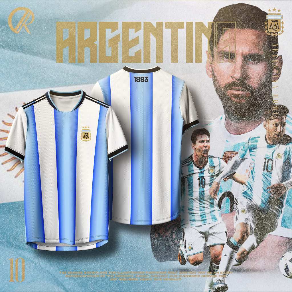 Argentina Jersi Bola FIFA Jersey World Cup 2026 โลโก้ Sulam/Size M-10XL/Baju Futsal ฟุตบอล/โปรตุเกส