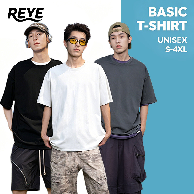 REYE เสื้อยืด Cotton 100% คอกลม ผ้าหนานุ่ม สไตล์เกาหลี ทรงสวย มินิมอล ใส่สบาย