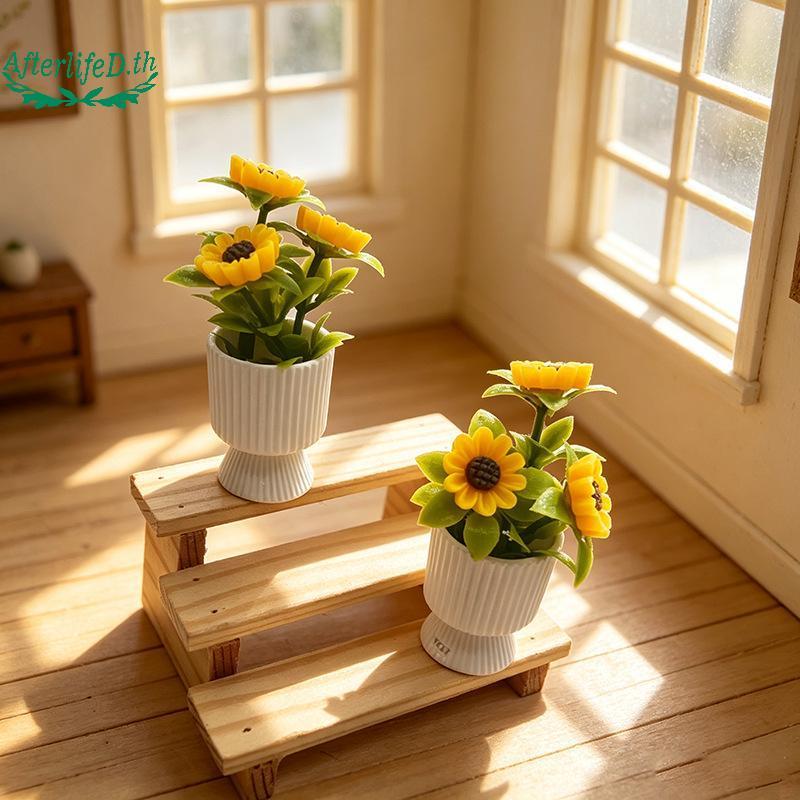 AF Miniature Sunflower กระถางต้นไม้เครื่องประดับ 1/12 ตุ๊กตาตกแต่งของเล่น Micro ภูมิทัศน์ Garden ฉาก Photo Props A