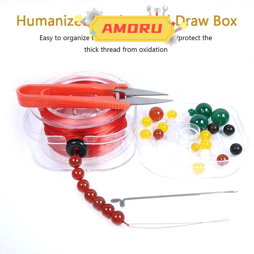 AMOR12U7 สายไฟประดับด้วยลูกปัด, 0.8 มม.60M ความยาวยืดด้าย String, ทนทานสวมใส่ DIY อุปกรณ์เสริมสีแดงส