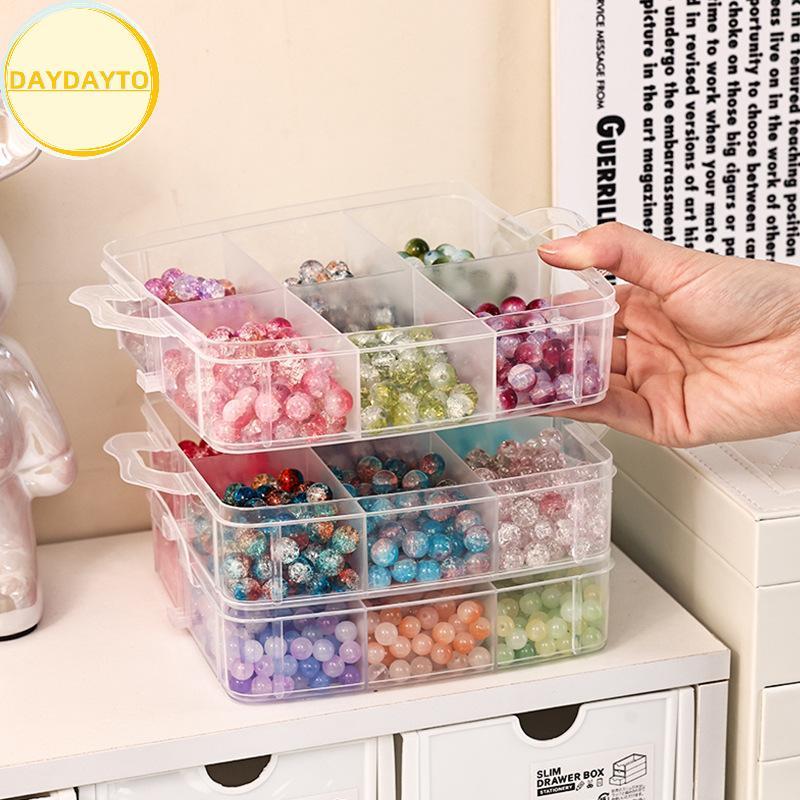 DayDayTo 1/2/3/4 ชั้นโปร่งใสปรับ Staablepartment Slot กล่องเก็บพลาสติกสําหรับจัดระเบียบของเล่นเครื่อ