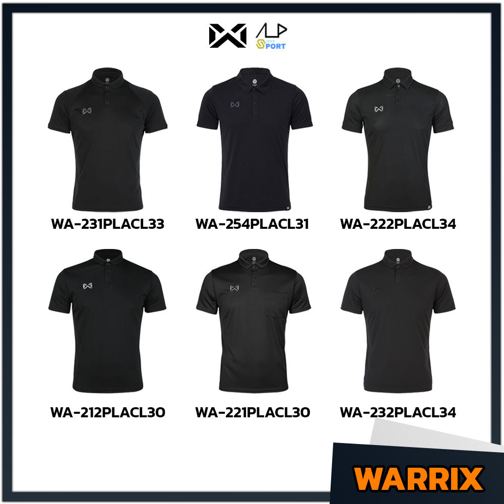 เสื้อโปโล WARRIX รุ่น POLO เสื้อดำ เสื้อวอริกซ์ ดำ แท้100%