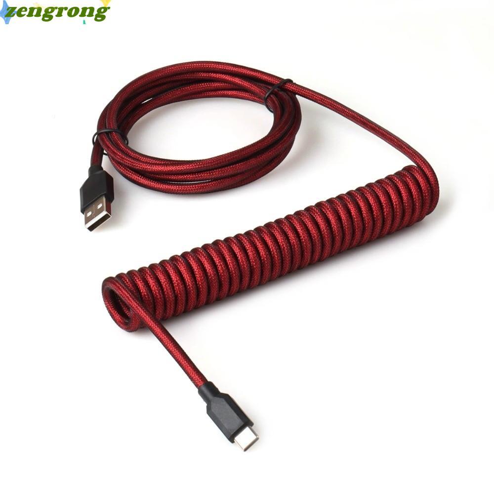 ZENGRONG สายคีย์บอร์ดแบบกลไก, ประเภท C ถึง USB-A การออกแบบเกลียว, ขั้วต่อ GX12 USB Type C คู่ Sleeved Wire Coiled Keyboard Cable Gaming Keyboard