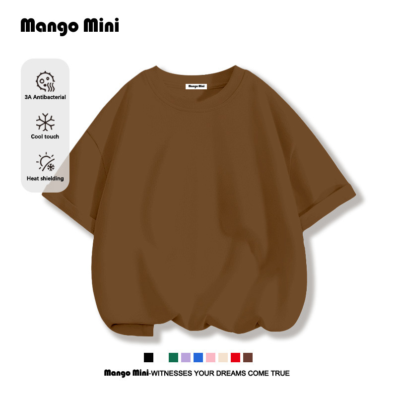 เสื้อเด็ก สีพื้น เสื้อยืดแขนสั้นสำหรับเด็ก คอกลม ใส่สบาย ไม่หด ฤดูร้อน (ส่งเร็ว จัดส่งจากไทย)