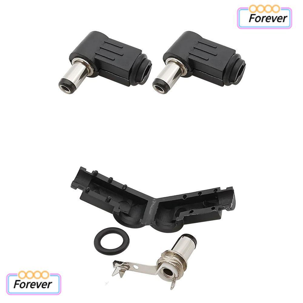 FOREVER DC Power ปลั๊กชาย, ลวดเชื่อมประเภทซ็อกเก็ต 90 องศาเชื่อม, DC Power ปลั๊กแจ็ค DIY มุมขวา 5.5x2.1 มม. 5.5x2.5 มม. 90 องศาข้อศอก