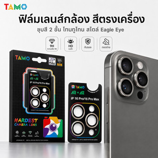 (5อันราคาส่ง) ฟิล์มเลนส์กล้อง Eagle Eye สีตรงเครื่อง 1:1 กระจกนิรภัย 9H ขอบไทเทเนียม สำหรับiPhone17PROMAX 16 15 14PRO