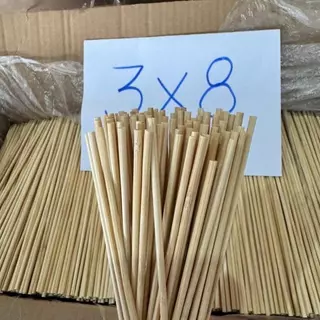 ไม้เสียบลูกชิ้น ไม้เสียบอาหาร (หัวทู่) แพ็คละ 1 กิโล ขนาด 3x8 ซม. สำหรับเสียบอาหาร