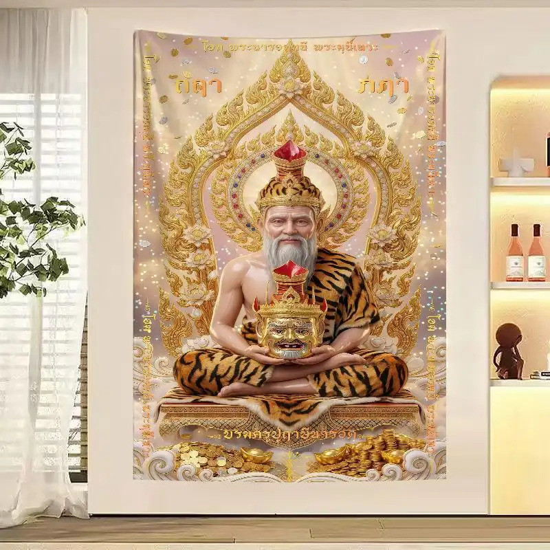 ภาพตกแต่งห้องพระ ร้านค้าต่างๆ รูปพ่อแก่ ปู่ฤาษี สกรีนสวยคมชัด เนื้อผ้าโพลีเอสเตอร์ ผ้าหนาทนทาน