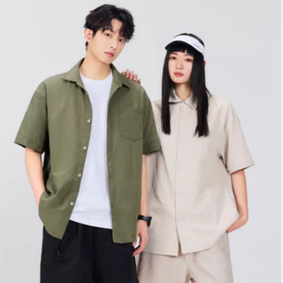 HAICOO เสื้อเชิ้ตผู้ชาย ไซส์ใหญ่ 5XL แขนสั้น ทรงหลวม ผ้าไอซ์ซิลค์ เย็นสบาย
