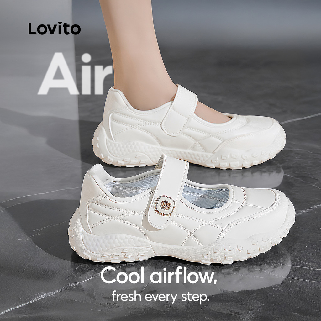 Lovito  รองเท้าผ้าใบกีฬาสําหรับผู้หญิง ดีไซน์หรูหรา LFAS7029