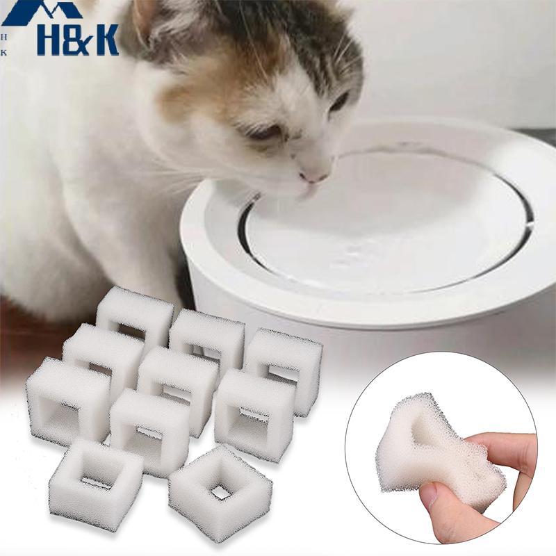 [H&K] 10 ชิ้นน้ําพุแมวปั๊มน้ําตัวกรองโฟมพร้อมเครื่องจ่ายสี่เหลี่ยมกรองล่วงหน้าสําหรับน้ําดื่มสดและสะอาด {th}