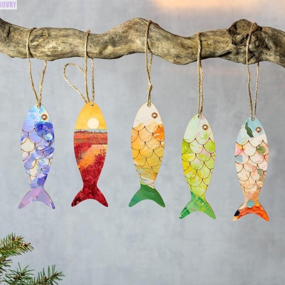 IVORY 40PCS ไม้ Fish Cutouts,เปล่ายังไม่เสร็จทาสีเครื่องประดับปลา,แม่แบบสัตว์ทะเล Handmade Rustic ปลารูปร่างไม้ Slice Wall Art