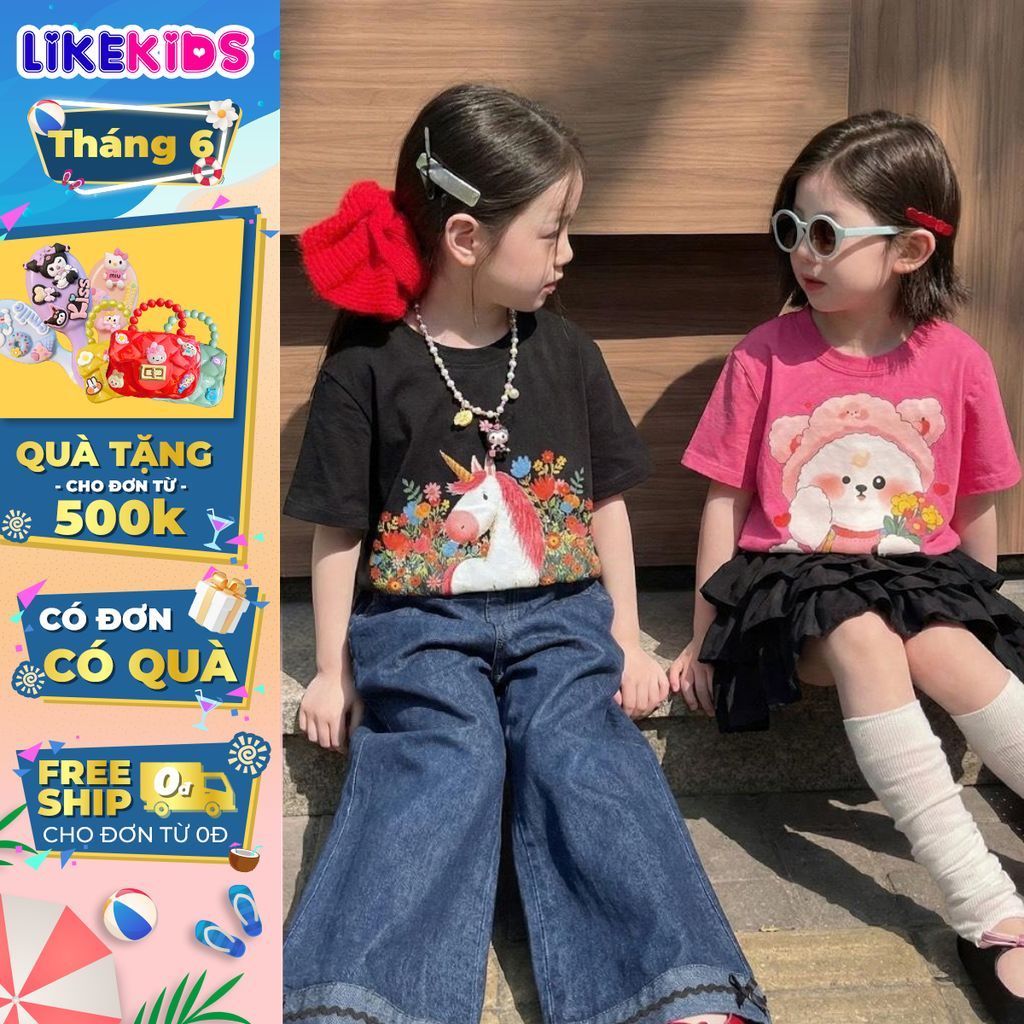 เสื้อยืดหน้าร้อนสําหรับเด็กผู้หญิงลายไดนามิกมากมาย Kitty T68, E20 เท่ๆ - LikeKids