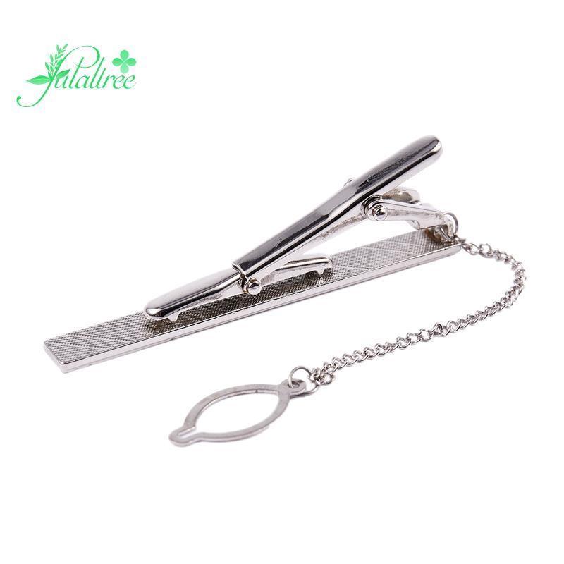 [ ]Mens Plain Silver Chrome Stainless Steel 6CM Standard Tie Clip Clasp Bars Pins