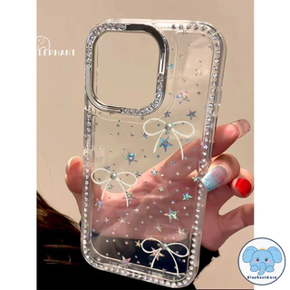 เคสไอโฟน17 13 11 สำหรับ IPhone 15 11 16 17 Air 14 13 12 Pro Max 16 14 15 Plus เคสเพชรสว่างดาวหรูหรา โบว์ น่ารัก สไตล์ฮิต