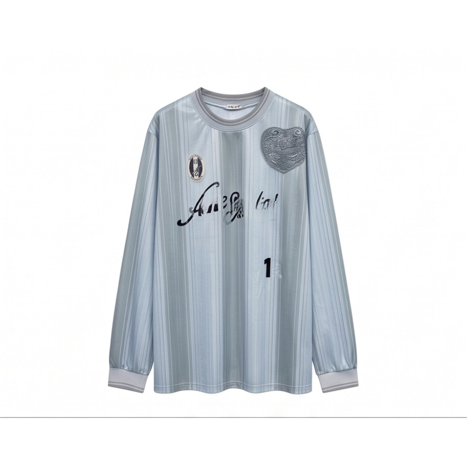 เครื่องปรับอากาศ * หัวใจลูกไม้โลโก้สีจับคู่ย์แขนยาวเสื้อยืด