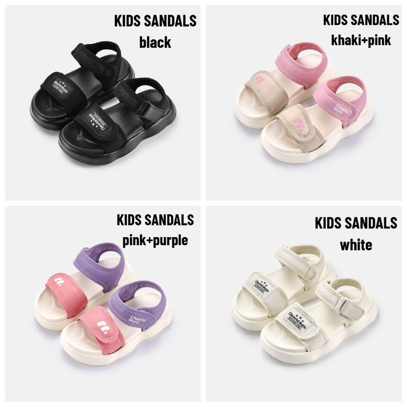 Cheerful Mario 17-22ซม 14สี รองเท้าแตะสําหรับเด็ก 2-เทป รองเท้ารัดส้นเด็กผู้ชาย แฟชั่น รัดรองเท้าเด็กโต