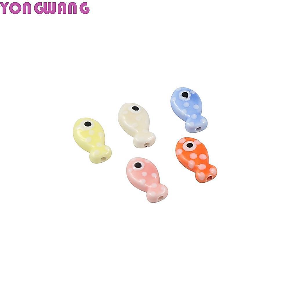 YONGWANG66HR ลูกปัดปลาขนาดเล็ก, Handmade Craft เซรามิคเซรามิค Spacer ลูกปัดหลวม,บุคลิกภาพ 3D DIY อุป