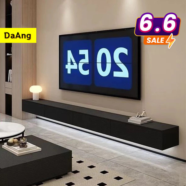 🚗จัดส่งรวดเร็ว-ตู้วางทีวีห้องนั่งเล่น ชั้นเก็บของติดผนังสีดำ
