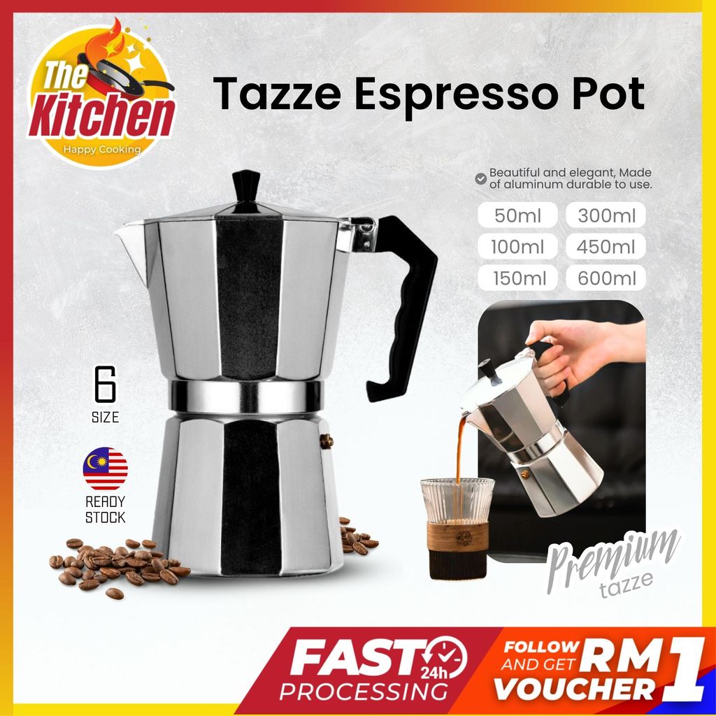 TAZZE COFFEE POT 50 - 600ML Premium Moka Pot เครื่องชงกาแฟเอสเปรสโซ Latte Mocha Pot Aluminium Mocha 