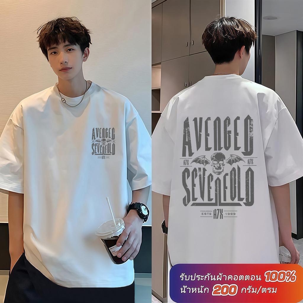 (ผ้าฝ้าย100%) Luvoro 2026 Cotton ย้อนยุค oversize T-shirt เนื้อผ้านุ่มระบายอากาศดี สีดำและสีขาว เสื้อยืดแขนสั้น C3075