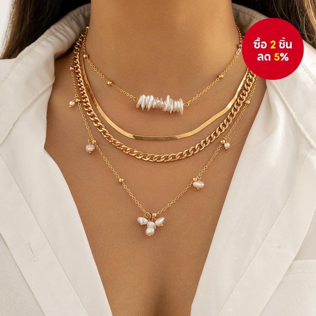 VMI Layered Pearl สร้อยคอชุด – 4 ชิ้น Separable Choker จี้เครื่องประดับ Elegant งานแต่งงานอุปกรณ์เสร