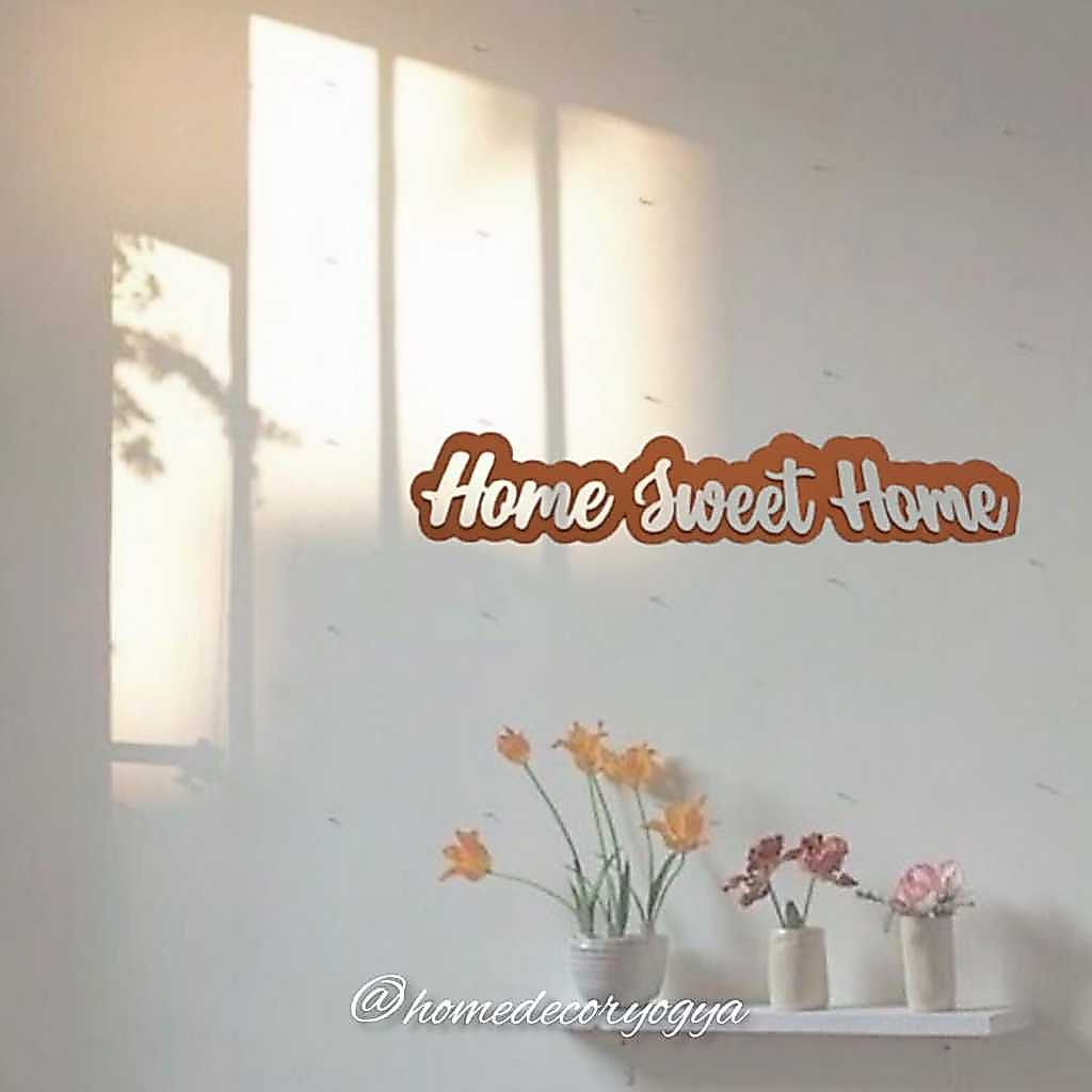 HOME SWEET HOME ตกแต่งผนังป้ายไม้ - เลเซอร์ตัดนูนเขียนตกแต่งผนัง