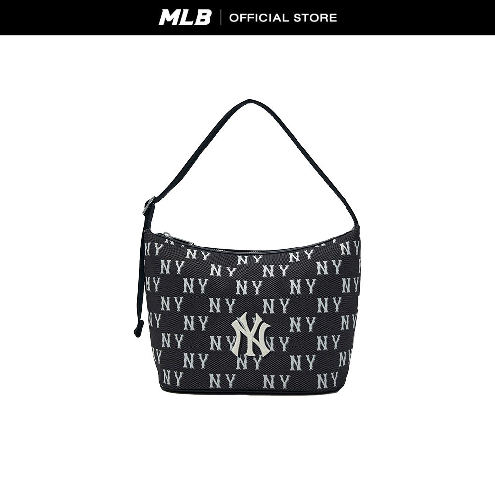 MLB กระเป๋าสะพายไหล่ ยูนิเซ็กส์ Classic Jacquard Monogram Hobo Bag รุ่น 3ABQM015N 50BKS สีดำ