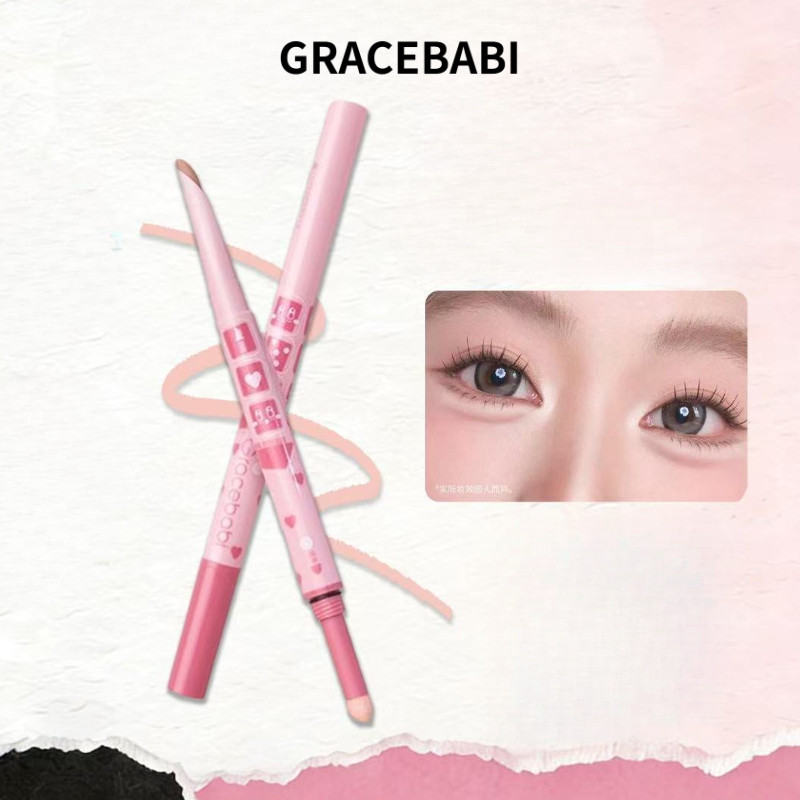 GRACEBABI ดินสอเขียนขอบตาแบบสองด้านสำหรับใต้ตา ใช้ทั้งเงาและไฮไลต์ กันน้ำและติดทนนาน