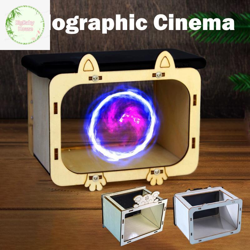 BigBabyHouse DIY ไม้ Holographic Cinema 3D วิดีโอโปรเจคเตอร์โทรศัพท์โฮโลแกรม Braet วิทยาศาสตร์การศึกษาอาคารของเล่นเด็กเด็กวัยหัดเดิน TH