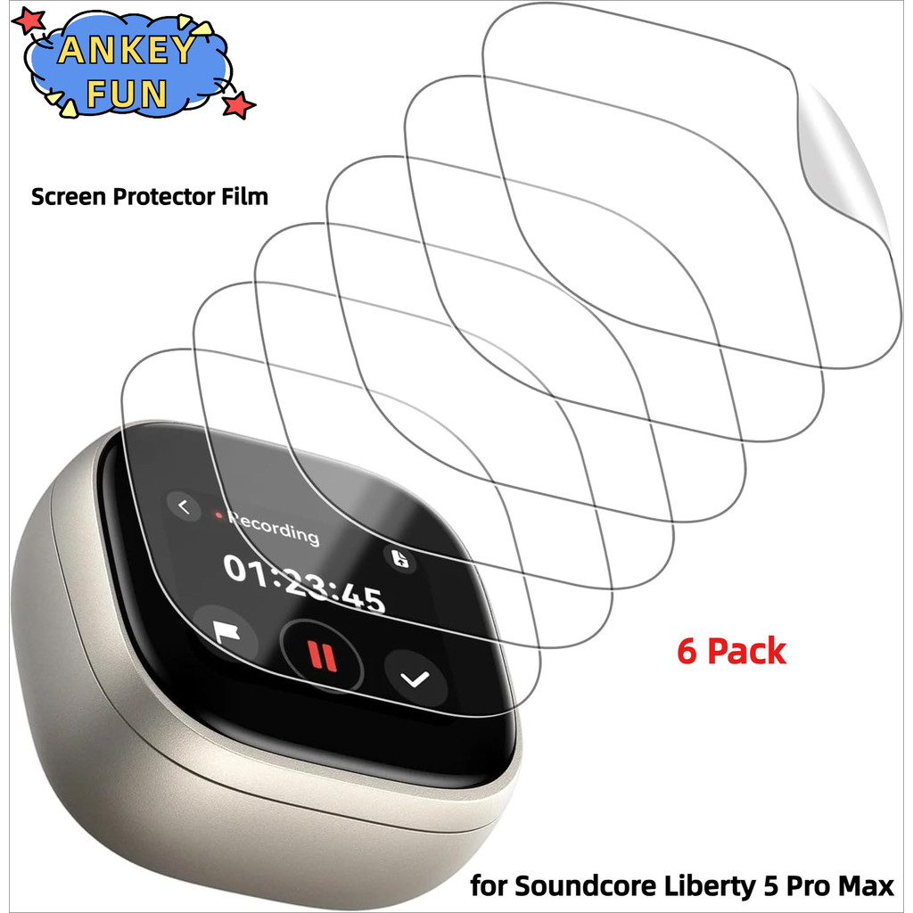 for Soundcore Liberty 5 Pro Max Screen Protector,HD TPU Film for Charging Case Touch Display,Bubble-Free & Anti-Scratch,6Pcs
